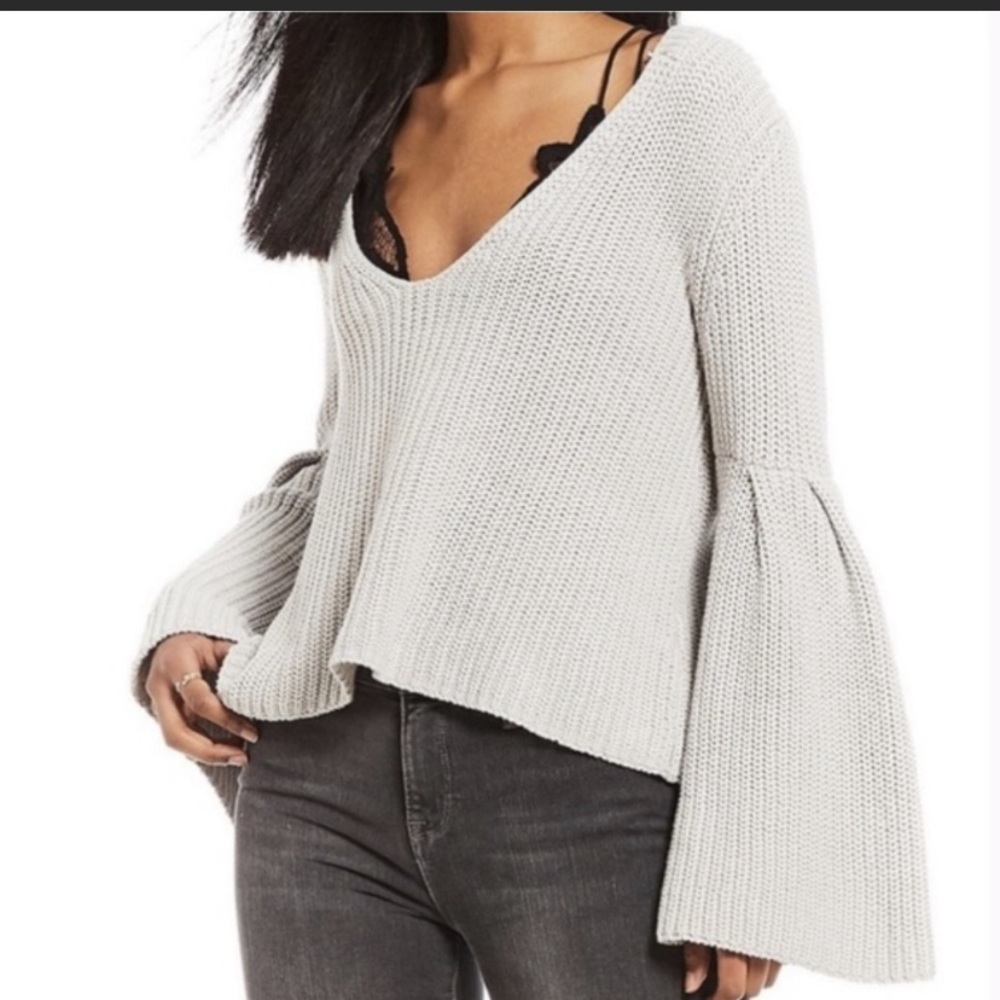 Free people woven bell sleeve sweater